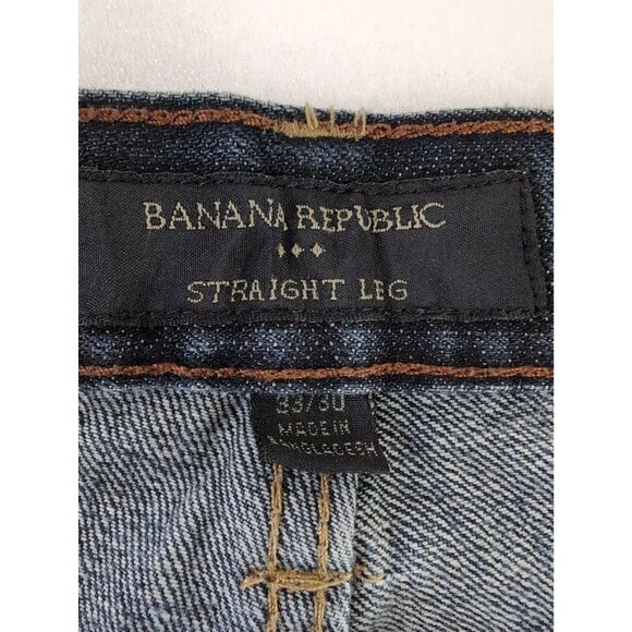 Banana Republic Factory Jeans Mens 33 x 30 Straight Leg Blue Zip Fly 5 Pocket - Picture 6 of 12